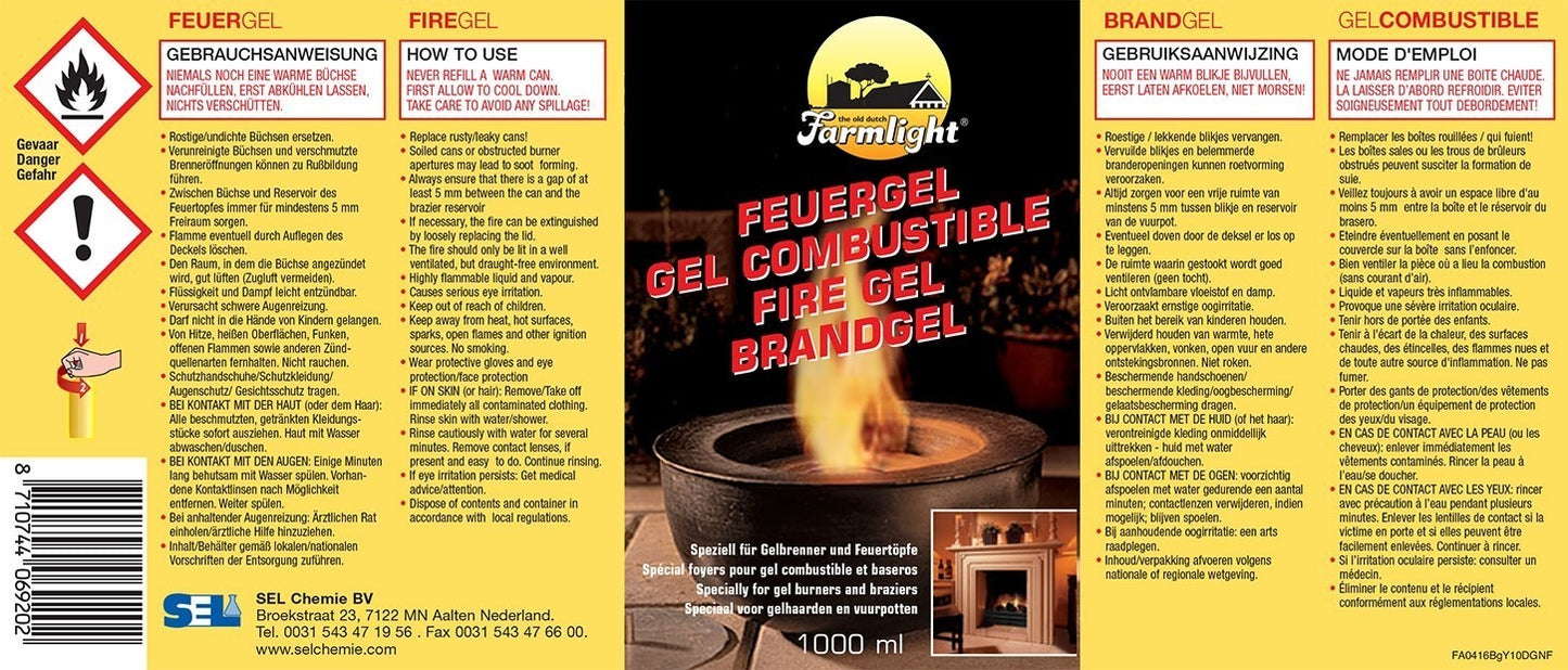 1 Liter Farmlight Brenngel gelb Sel Chemie