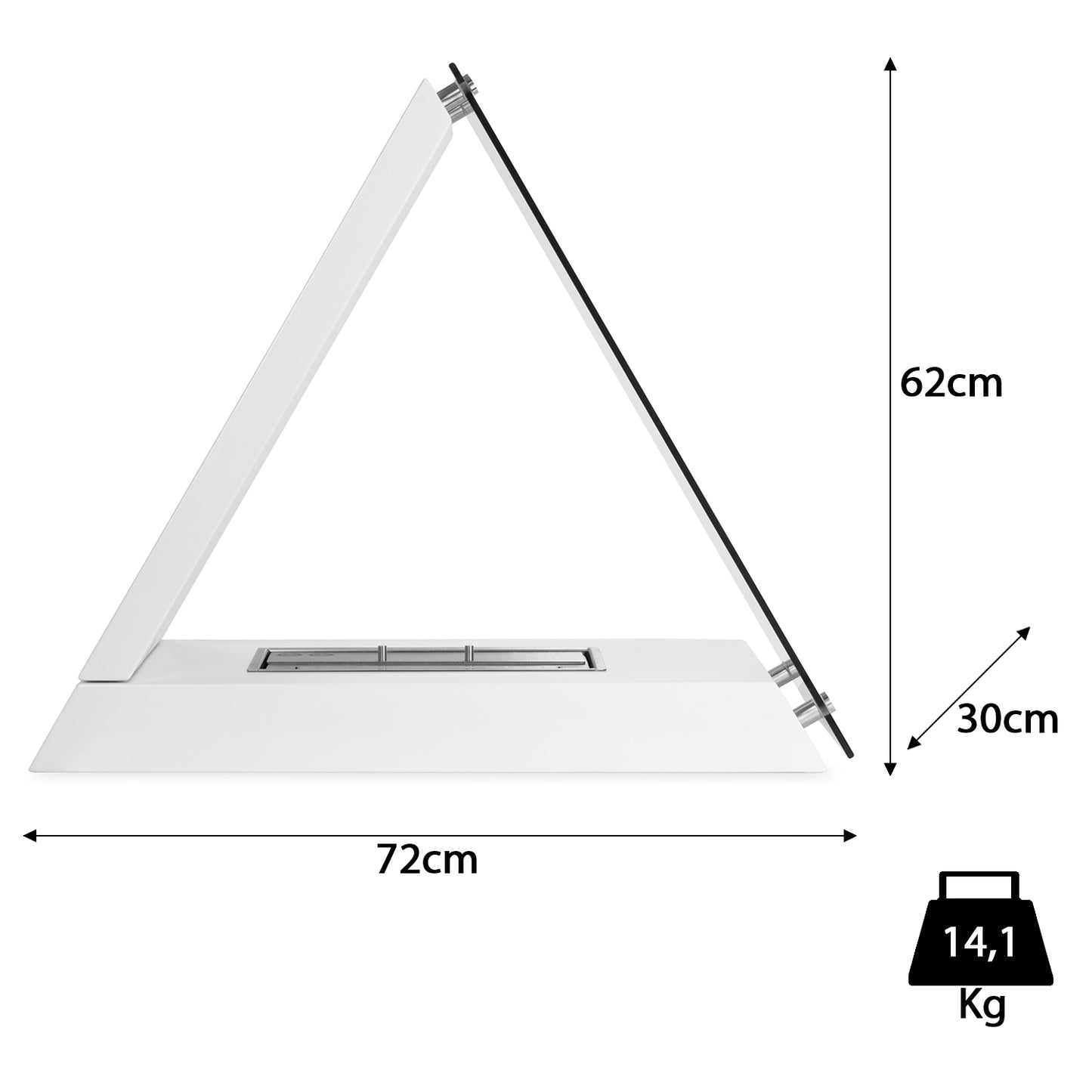 Tria Weiß Ethanol Kamin (72 x 30 x 62 cm 1,5 Liter)