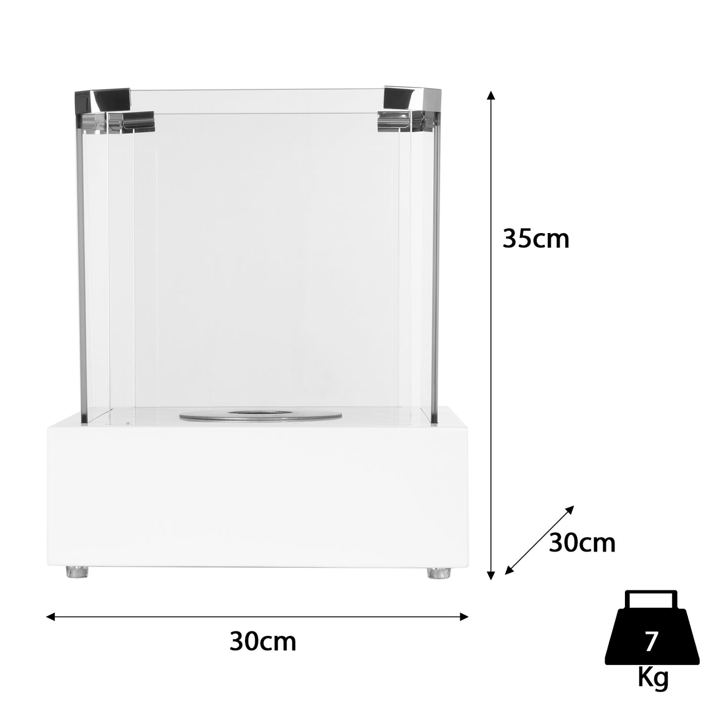 Cubo Weiß Ethanol Kamin (30 x 30 x 35 cm 0,8 Liter)