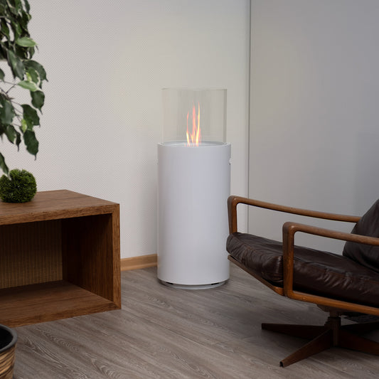 Barrique Weiß Ethanol Kamin (34 x 34 x 90 cm 1 Liter)