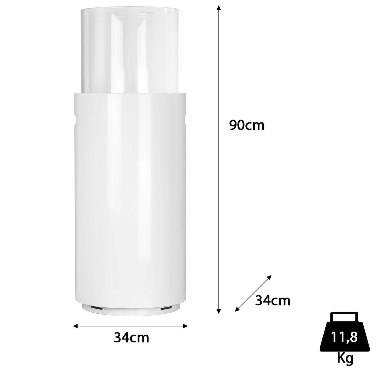 Barrique Weiß Ethanol Kamin (34 x 34 x 90 cm 1 Liter)