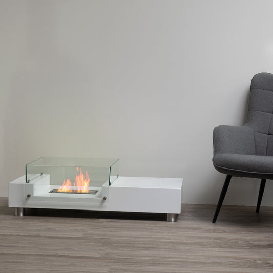 Barissa Weiß Ethanol Kamin (112 x 50 x 35 cm 1,5 Liter)