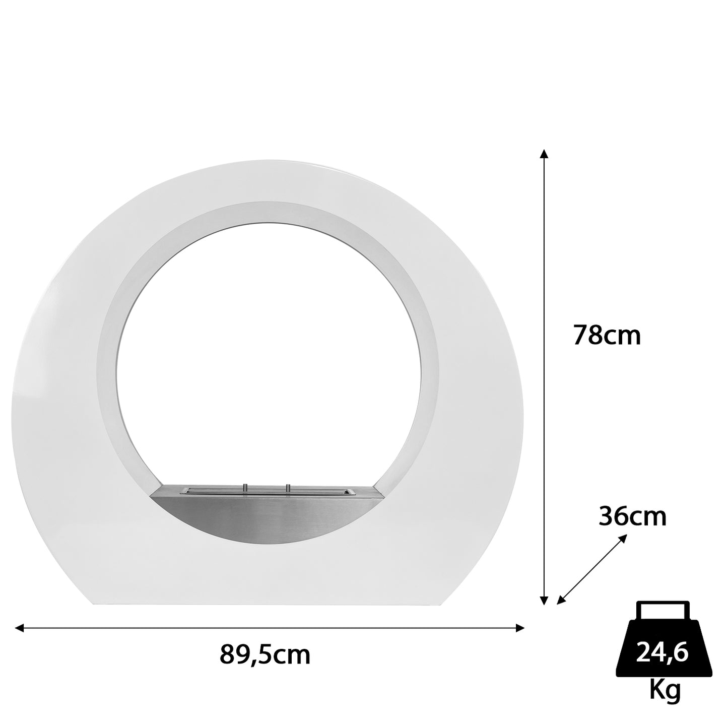 Lumina Weiß Ethanol Kamin (90 x 36 x 78 cm 1,5 Liter)