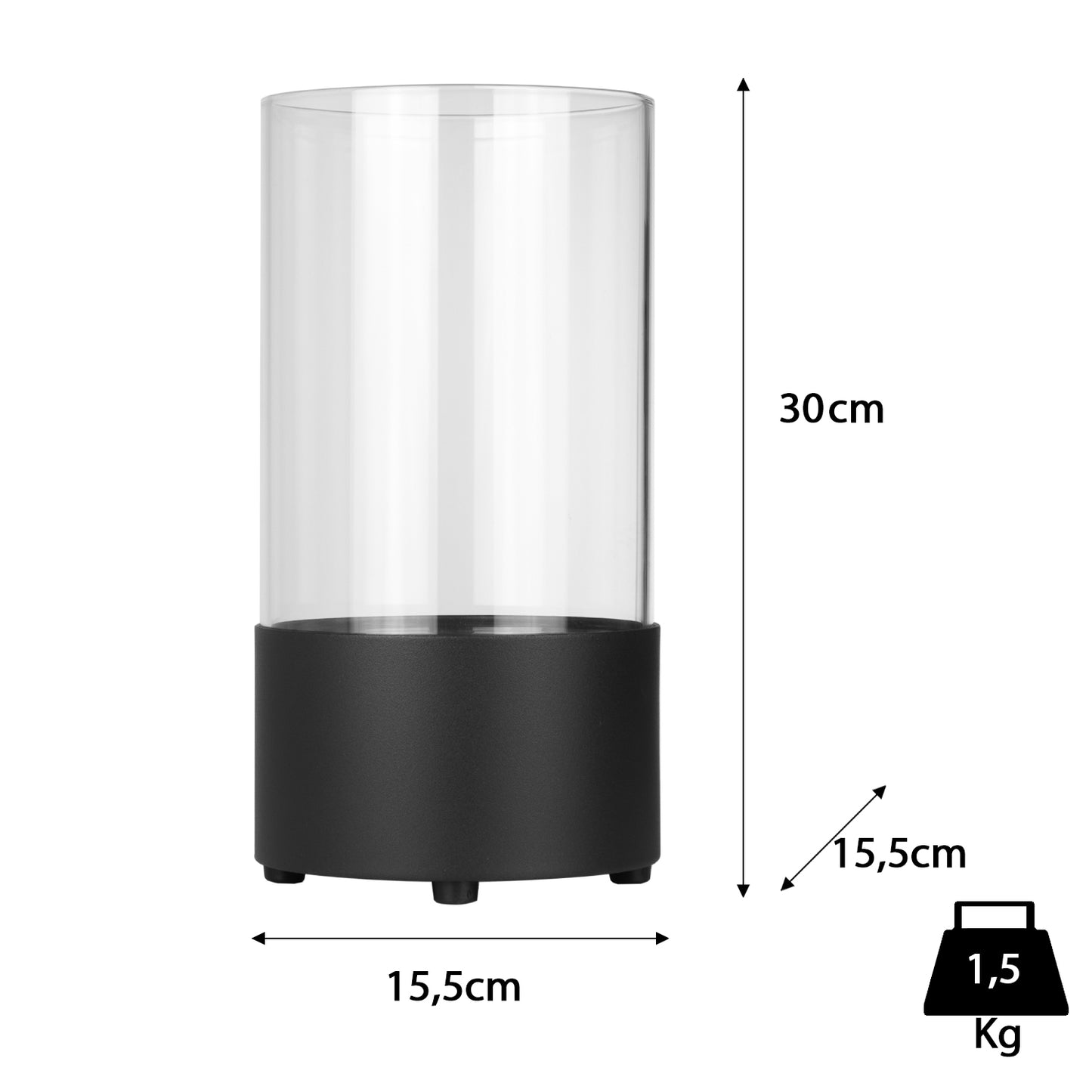 Orbis Schwarz Ethanol Kamin (15,5 x 15,5 x 30 cm 0,3 Liter)