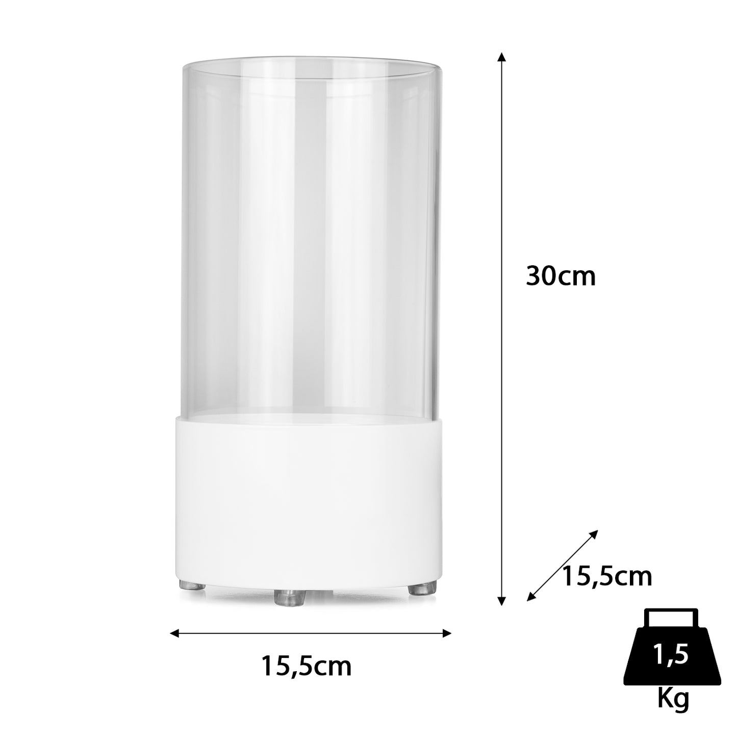 Orbis Weiß Ethanol Kamin (15,5 x 15,5 x 30 cm 0,3 Liter)