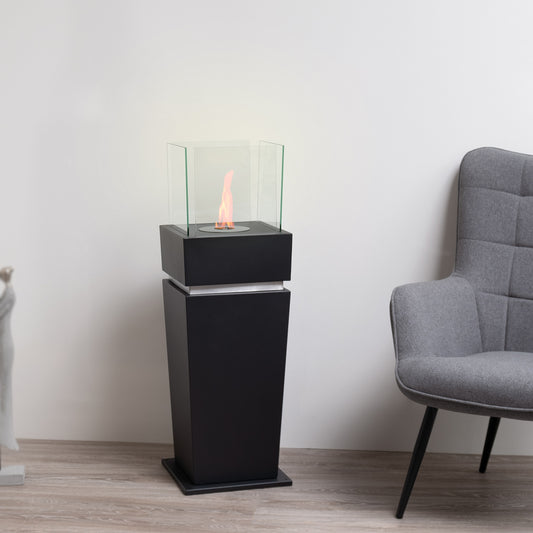 Milani Schwarz Ethanol Kamin (32 x 32 x 99 cm 0,8 Liter)
