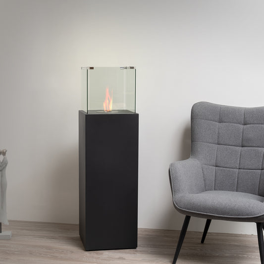 Cubus Schwarz Ethanol Kamin (35 x 35 x 121 cm 1,5 Liter)