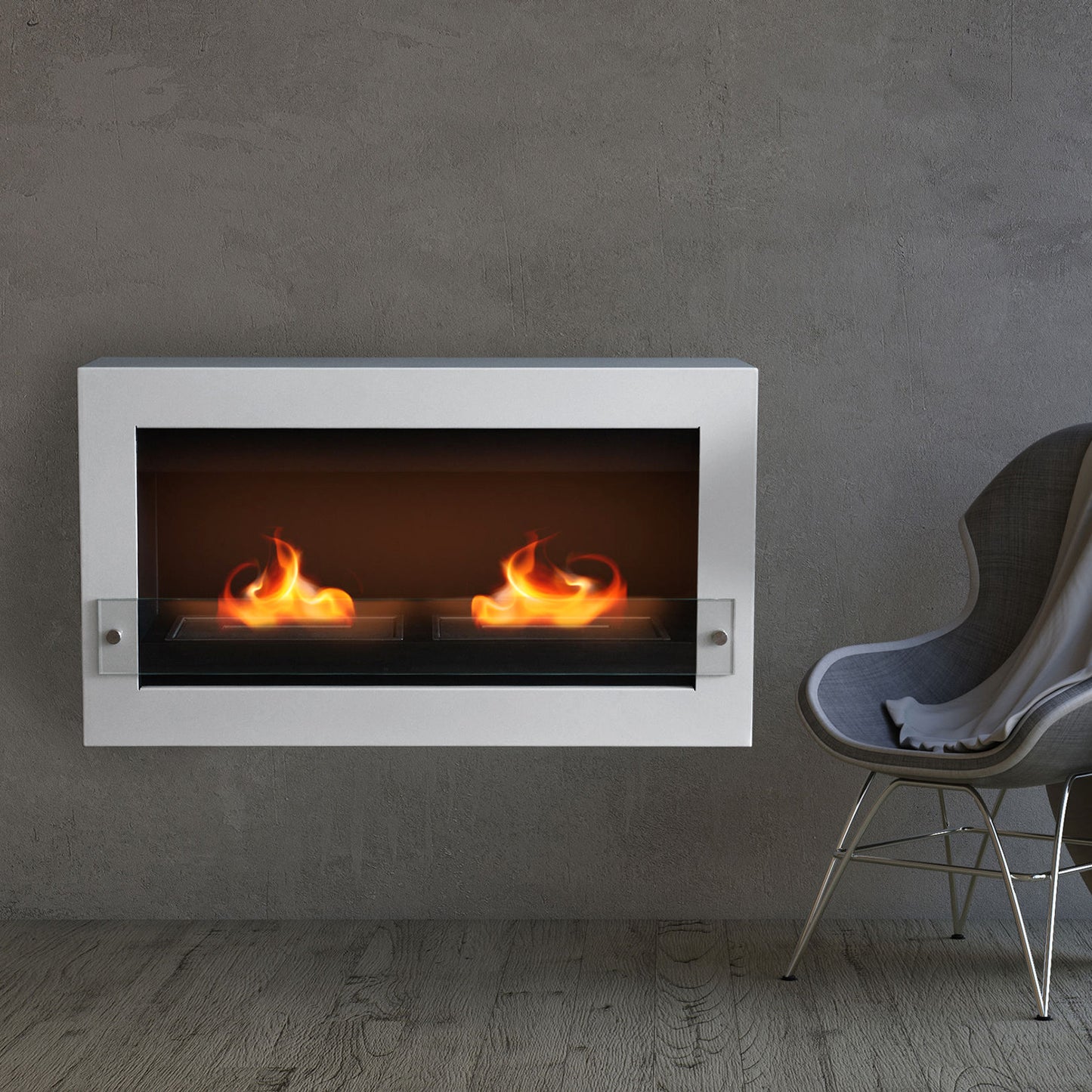 Oslo Weiß Ethanol Kamin (90 x 20 x 54 cm 2 x 1 Liter)