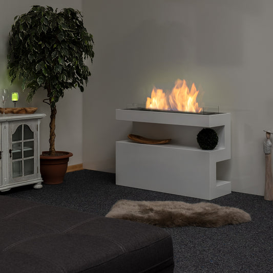 Diviso Weiß Ethanol Kamin (100 x 35 x 76 cm 6,5 Liter)