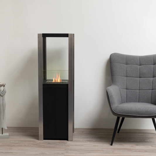 Cubikus Schwarz Ethanol Kamin (38 x 38 x 120 cm 1,2 Liter)