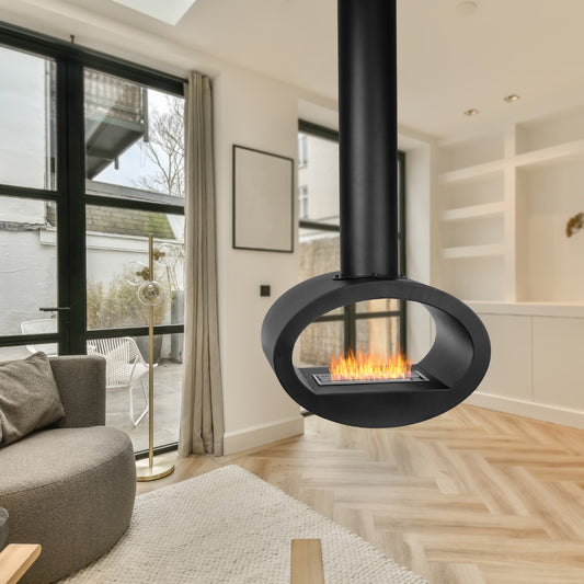 Ovails Schwarz Ethanol Kamin (60 x 40 x 190 cm 1,5 Liter)