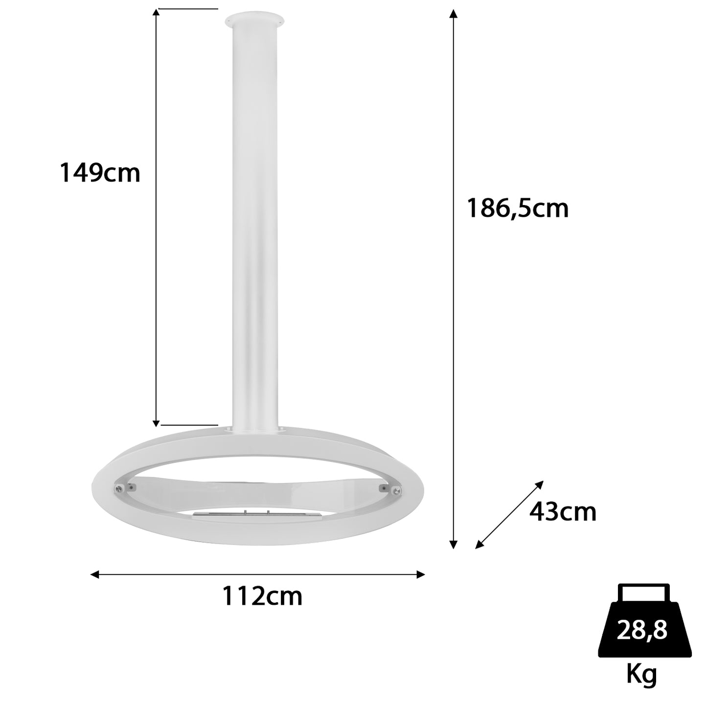 Avanto Weiß Ethanol Kamin (112 x 43 x 186,5 cm 2,5 Liter)