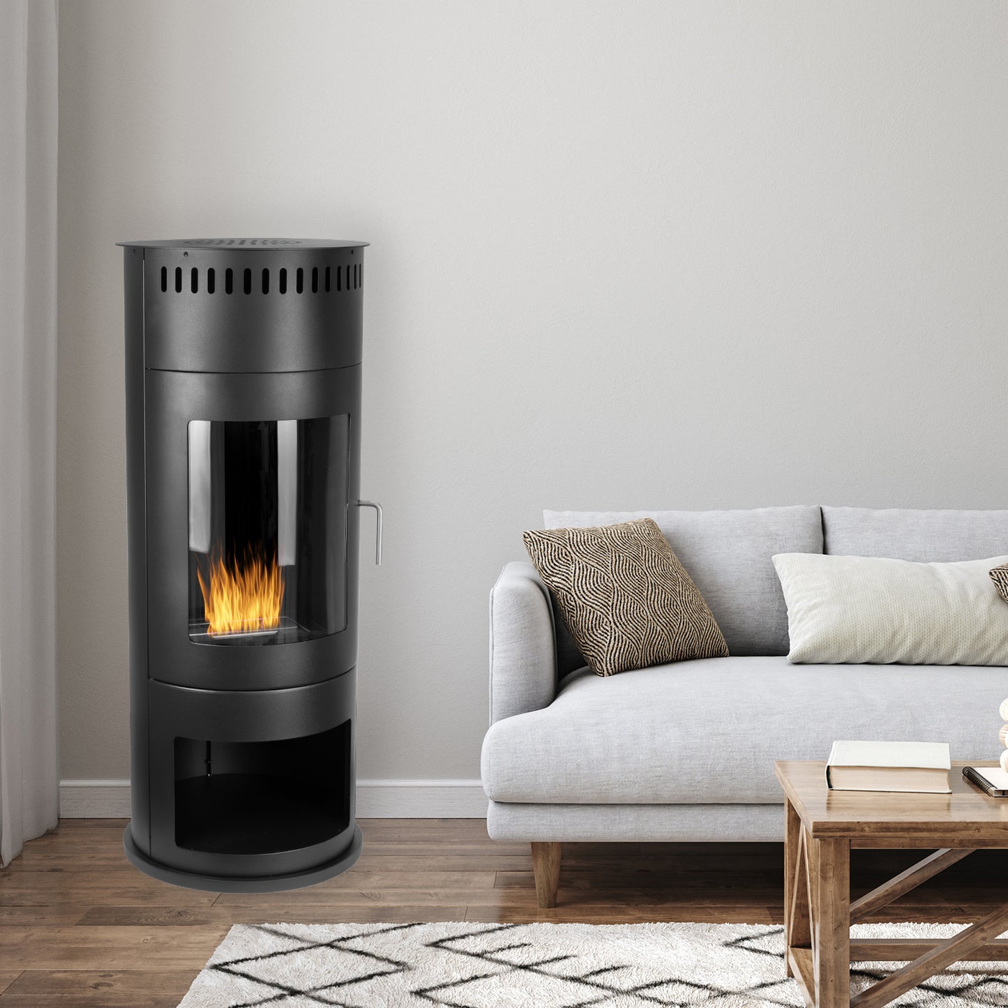 Fioro Schwarz Ethanol Kamin (45 x 45 x 113 cm 1,5 Liter)