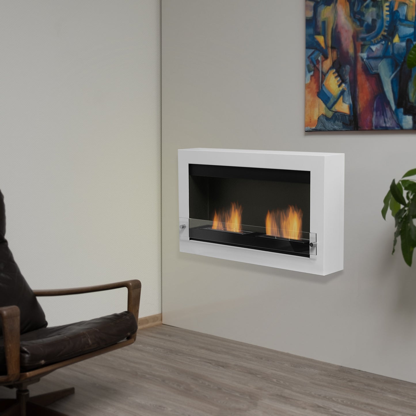Oslo Weiß Ethanol Kamin (90 x 20 x 54 cm 2 x 1 Liter)