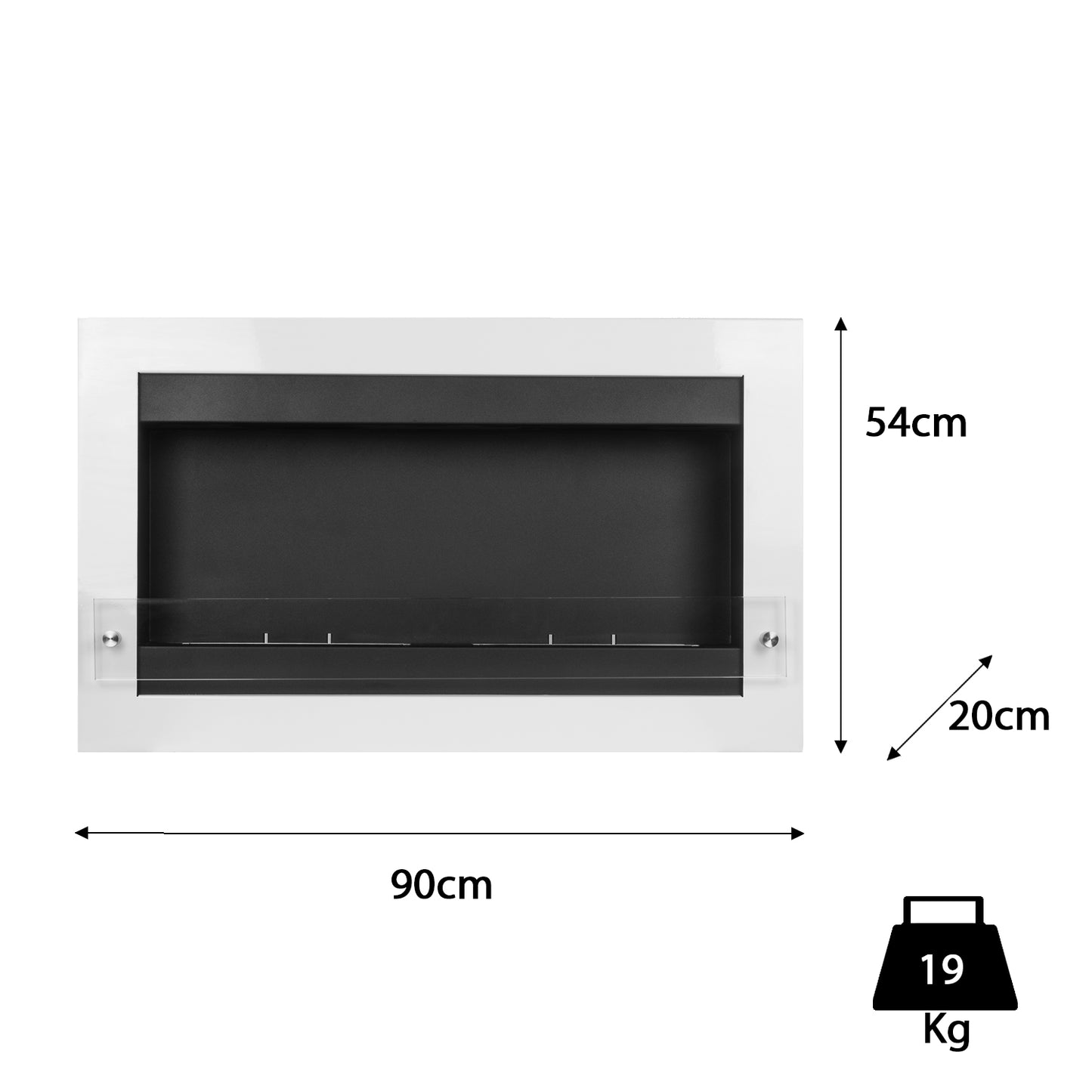 Oslo Weiß Ethanol Kamin (90 x 20 x 54 cm 2 x 1 Liter)