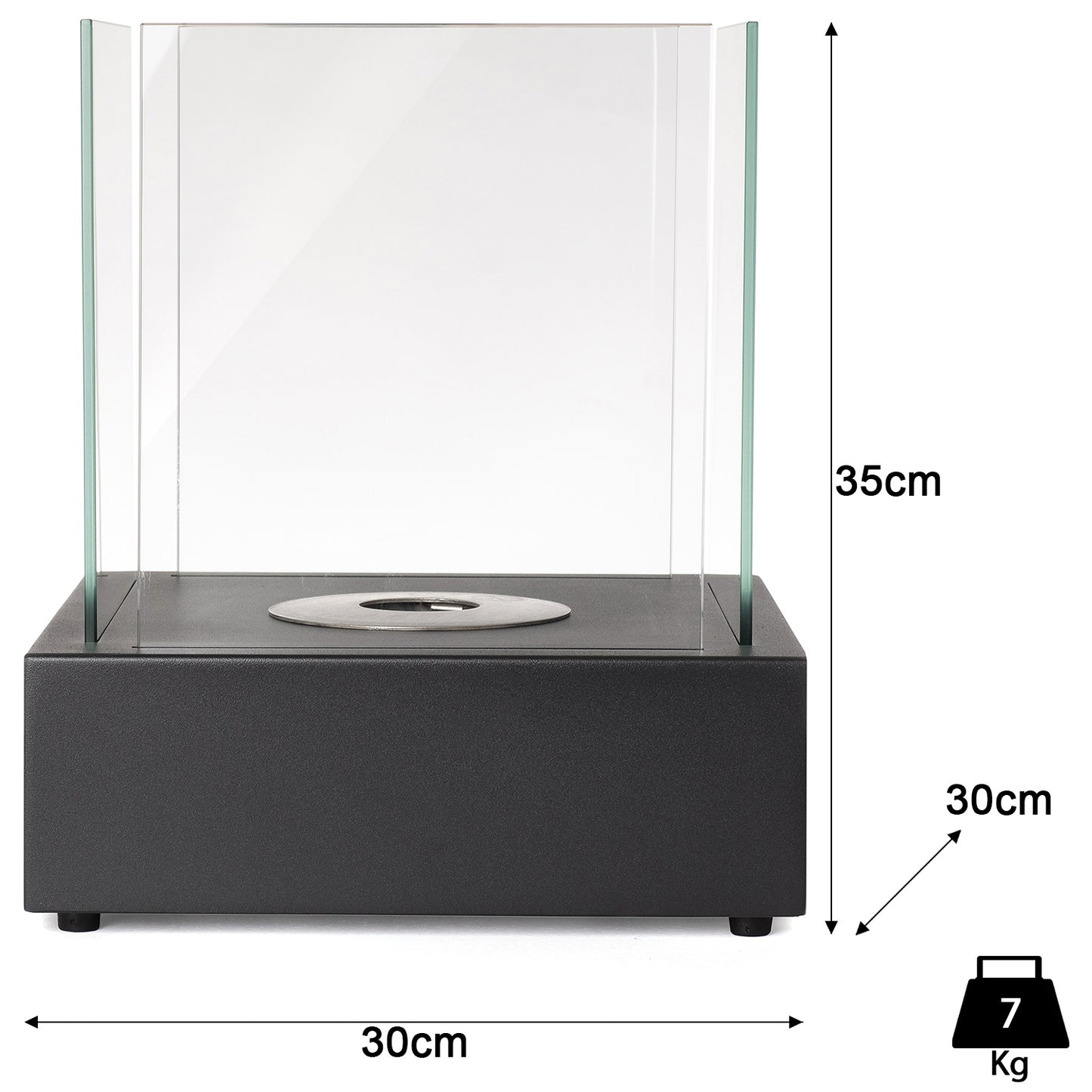 Cubo Schwarz Ethanol Kamin (30 x 30 x 35 cm 0,8 Liter)