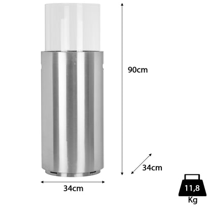 Ethanol Kamin Barrique Edelstahl (34 x 34 x 90cm 1 Liter)