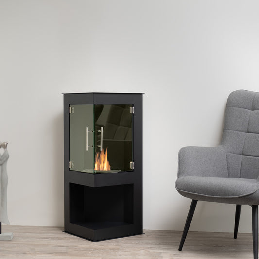 Lugano Schwarz Ethanol Kamin (58 x 39,5 x 95,5 cm 1,0 Liter)