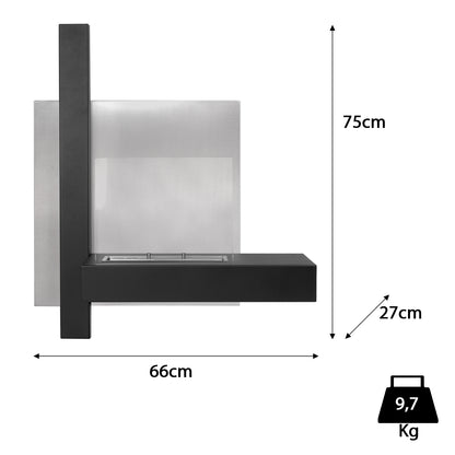 Ethanol Kamin Strato Schwarz (66 x 27 x 75cm 1 Liter)