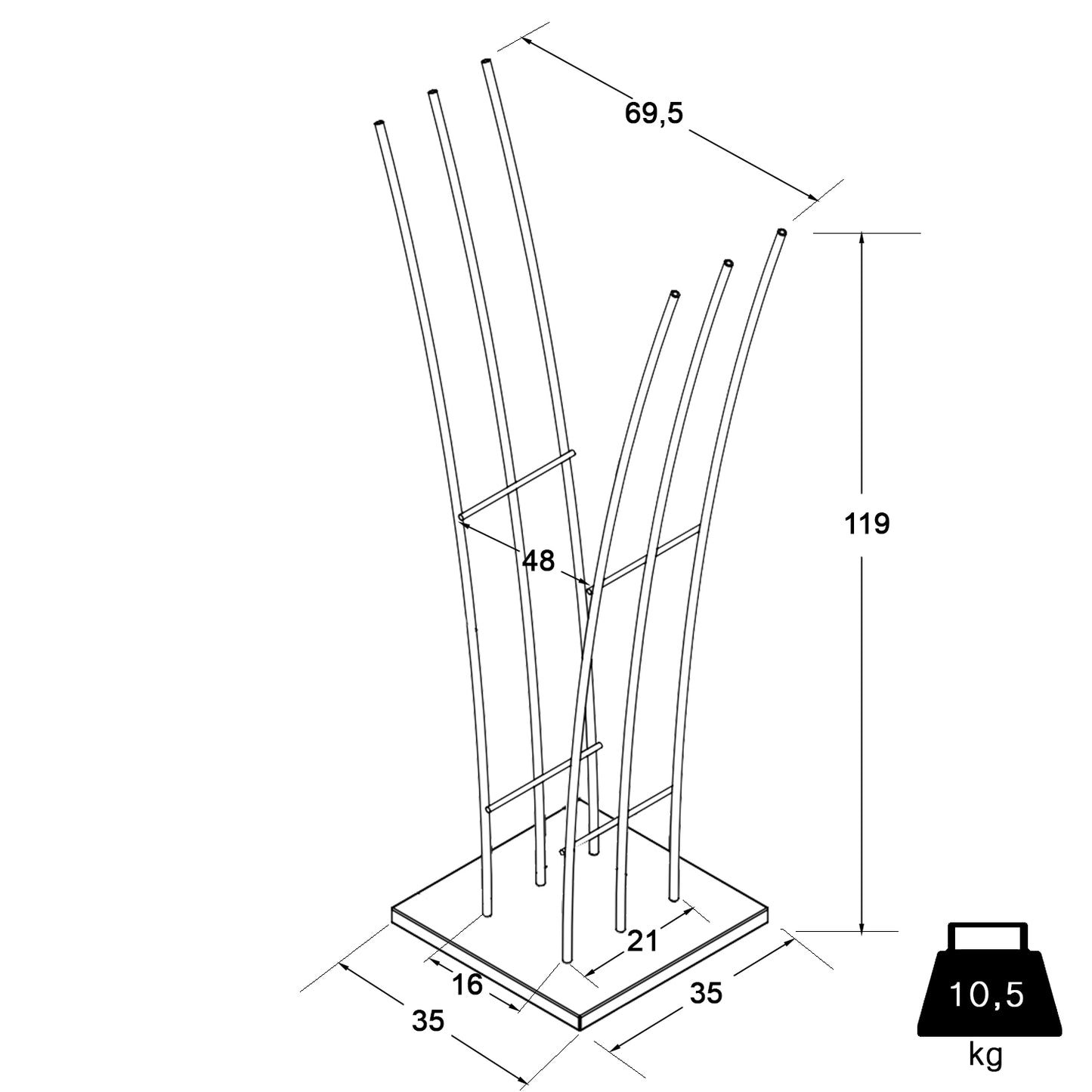 Kaminholz Regal WR-06 schwarz 119 x 35 x 35